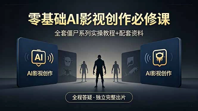 零基础AI影视创作必修课，全套僵尸系列实操教程加配套资料，全程答疑带你独立完整出片-科技美南博客
