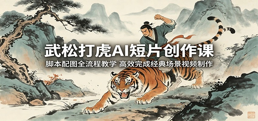 武松打虎AI短片创作课：脚本配图全流程教学，高效完成经典场景视频制作-科技美南博客