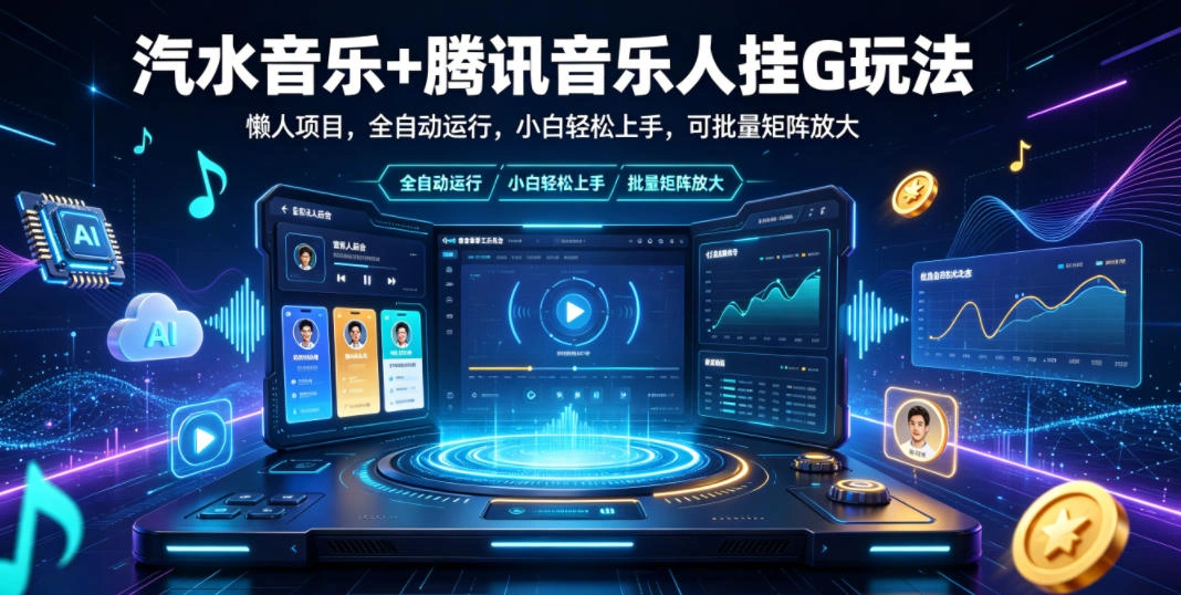 汽水音乐+腾讯音乐人挂G玩法，懒人项目，全自动运行，小白轻松上手，可批量矩阵放大【揭秘】-科技美南博客