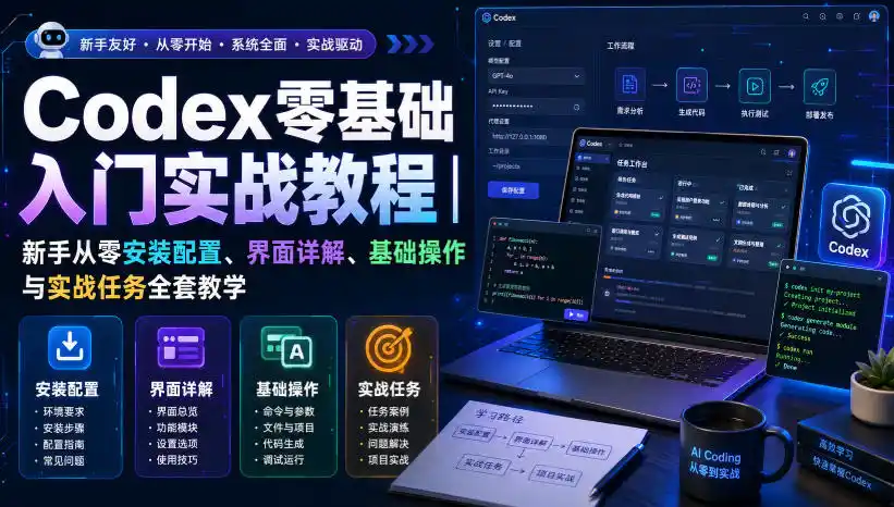 Codex零基础入门实战教程|新手从零安装配置、界面详解、基础操作与实战任务全套教学-科技美南博客