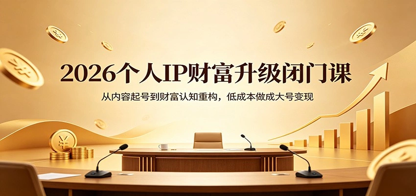2026个人IP财富升级闭门课：从内容起号到财富认知重构，低成本做成大号变现-科技美南博客