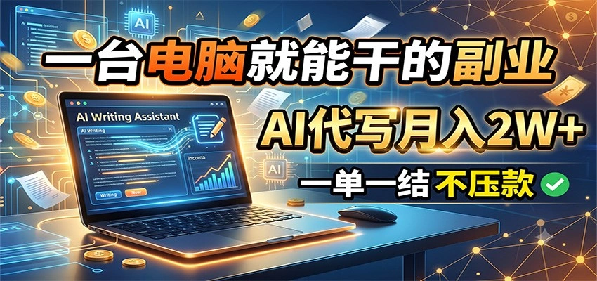 一台电脑就能干的副业,AI代写月入2W+,一单一结不压款-科技美南博客