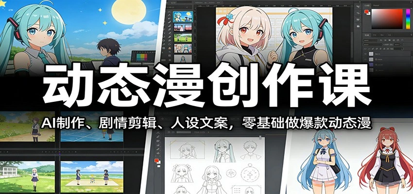 动态漫创作课：AI制作、剧情剪辑、人设文案，零基础做爆款动态漫-科技美南博客
