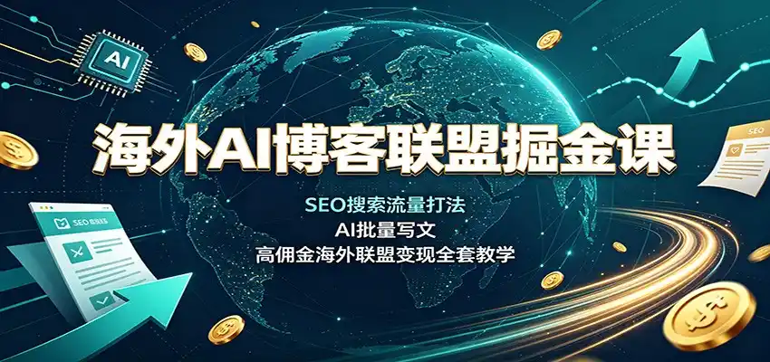 海外AI博客联盟掘金课：SEO搜索流量打法，AI批量写文，高佣金海外联盟变现全套教学-科技美南博客