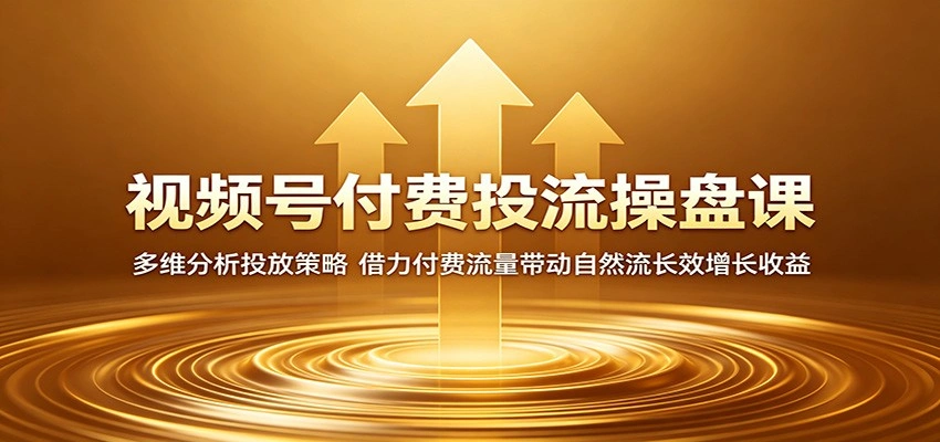 视频号付费投流操盘课:多维分析投放策略,借力付费流量带动自然流长效增长收益-科技美南博客