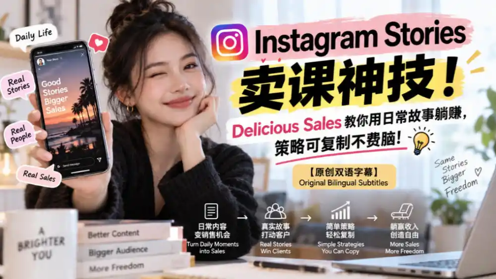 Instagram Stories卖课神技！Delicious Sales教你用日常故事躺賺，策略可复制不费脑！【原创双语字幕】-科技美南博客