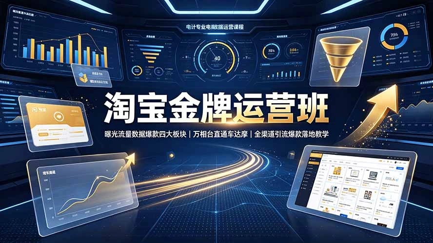 淘宝金牌运营班-7月:曝光流量数据爆款四大板块|万相台直通车达摩|全渠道引流爆款落地教学-科技美南博客