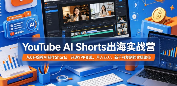 YouTube AI Shorts出海实战营，从0开始教AI制作Shorts，开通YPP变现，月入万刀，新手可复制的实操路径-科技美南博客