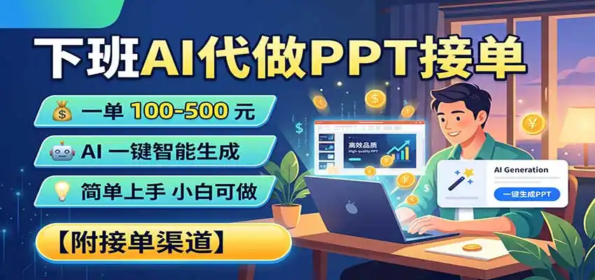 下班AI代做PPT接单,一单100-500,AI一键生成,小白也能做,附接单渠道-科技美南博客