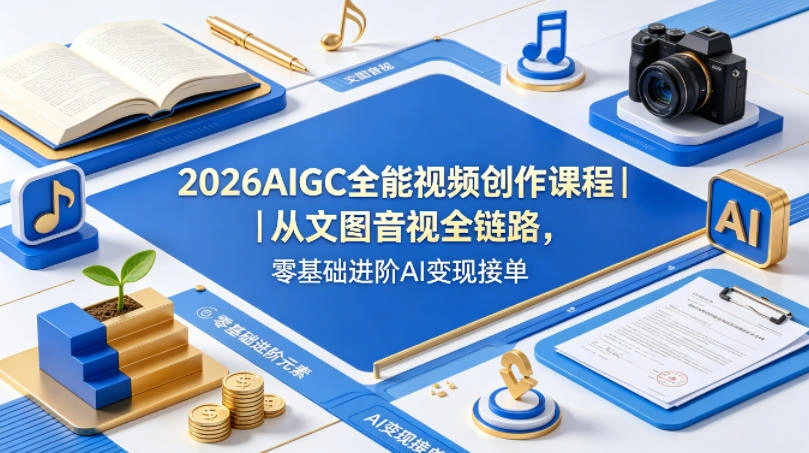 2026AIGC全能视频创作课程｜从文图音视全链路，零基础进阶AI变现接单-科技美南博客
