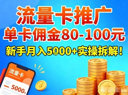 流量卡推广，单卡佣金80-100，新手月入5k+实操拆解！-科技美南博客
