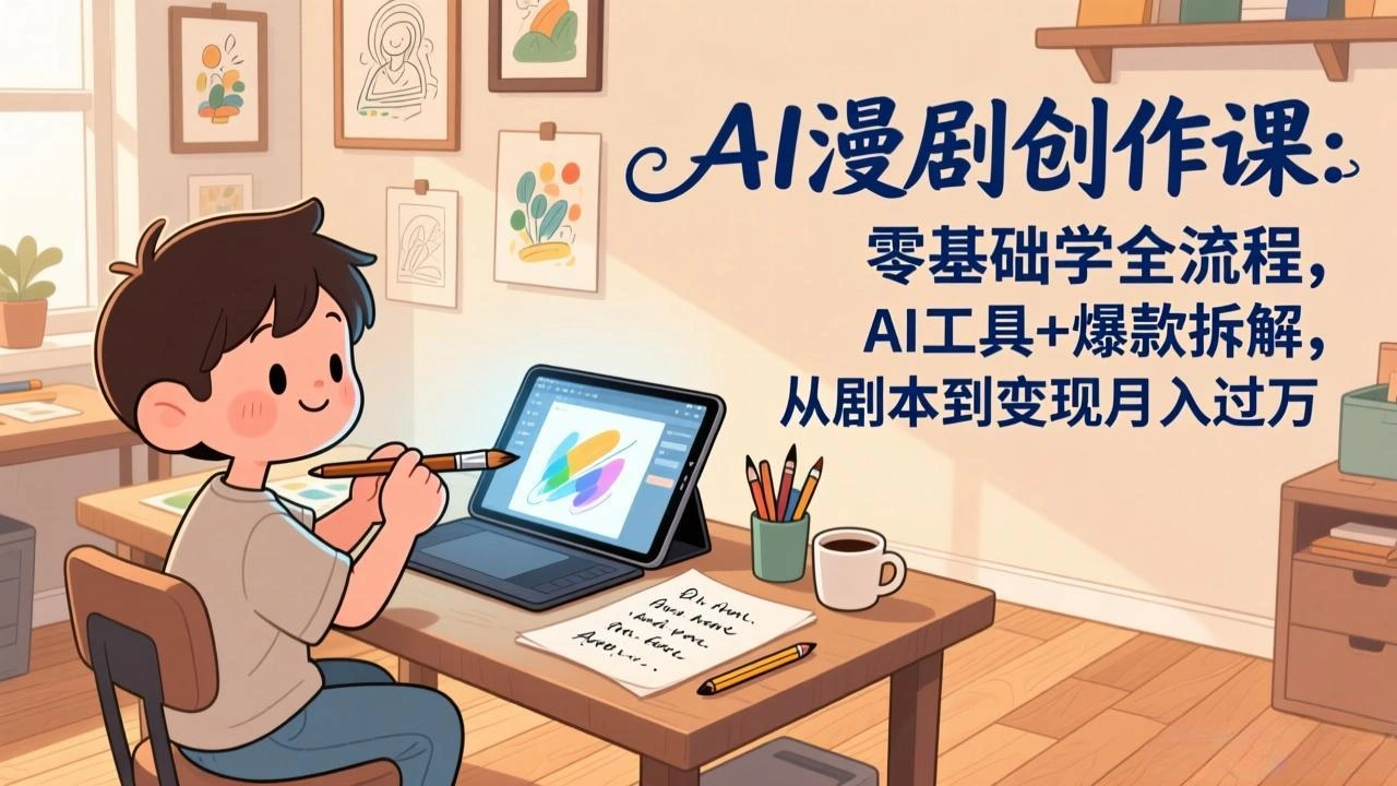 AI漫剧创作课：零基础学全流程，AI工具+爆款拆解，从剧本到变现月入过万-科技美南博客