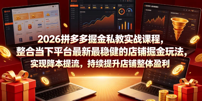 2026拼多多掘金私教实战课程，整合当下平台最新最稳健的店铺掘金玩法，实现降本提流，持续提升店铺整体盈利-科技美南博客