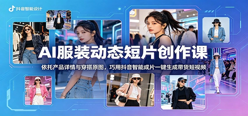 AI服装动态短片创作课：依托产品详情与穿搭原图，巧用抖音智能成片一键生成带货短视频-科技美南博客