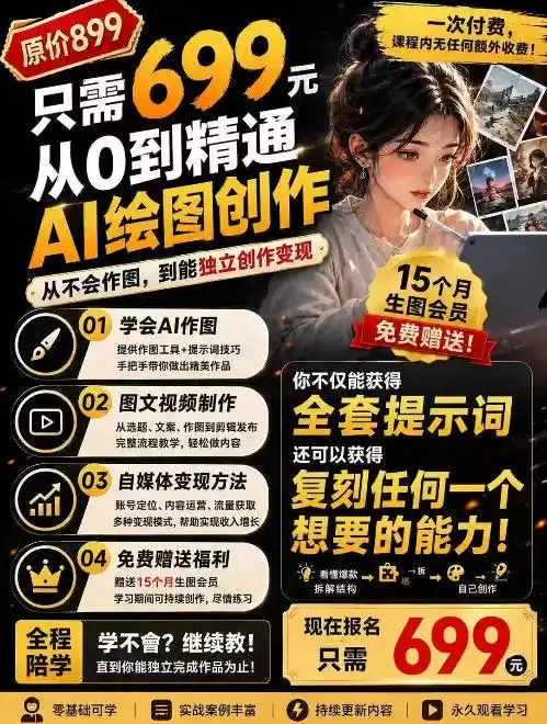 抖音10W粉丝博主的AI绘图教学，从0到精通AI绘图创作，从不会作图到能独立创作变现-科技美南博客