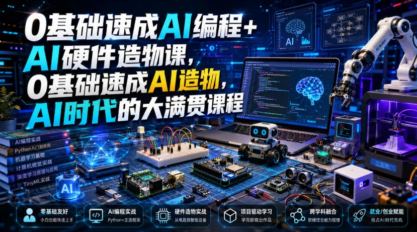 0基础速成AI编程+AI硬件造物课，0基础速成AI造物，AI时代的大满贯课程-科技美南博客