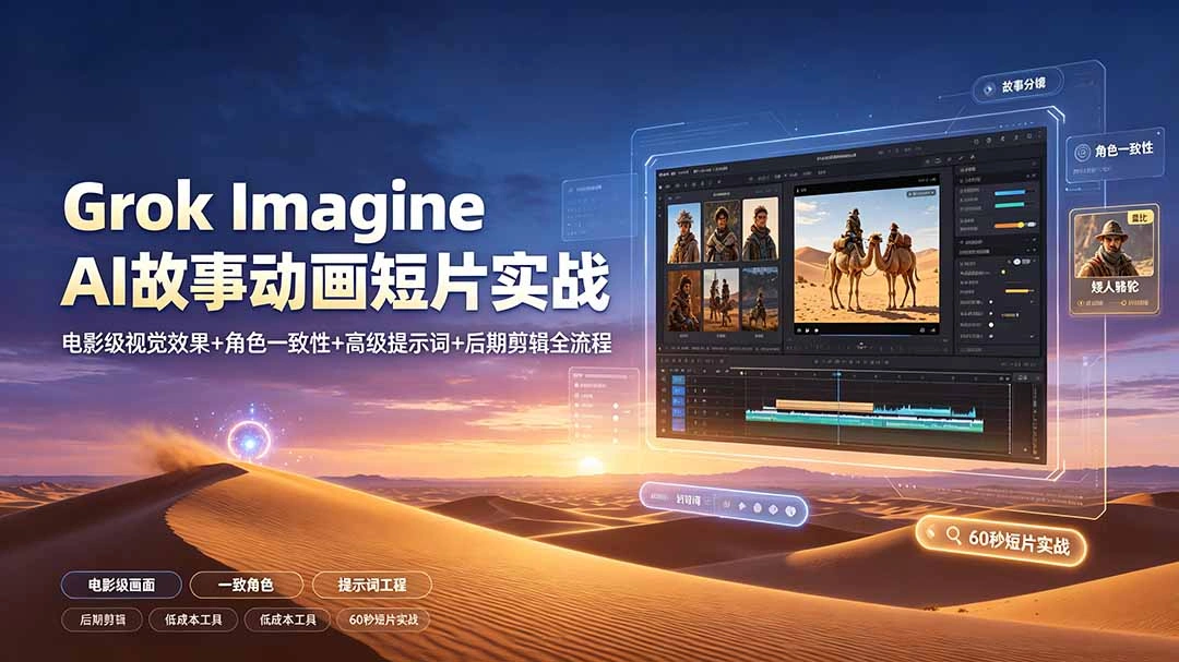Grok Imagine AI故事动画短片实战：电影级视觉效果+角色一致性+高级提示词+后期剪辑全流程-科技美南博客