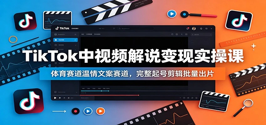 TikTok中视频解说变现实操课：体育赛道温情文案赛道，完整起号剪辑批量出片-科技美南博客