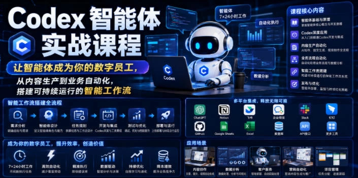 Codex智能体实战课程，让智能体成为你的数字员工，从内容生产到业务自动化，搭建可持续运行的智能工作流-科技美南博客