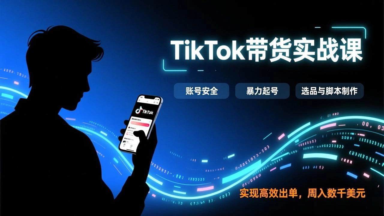 TikTok带货实战课，涵盖账号安全、暴力起号、选品与脚本制作，实现高效出单，周入数千美元-科技美南博客