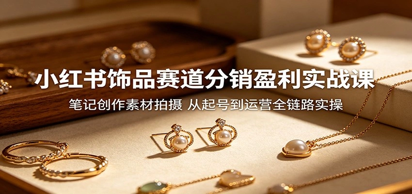 小红书饰品赛道分销盈利实战课：笔记创作素材拍摄，从起号到运营全链路实操-科技美南博客