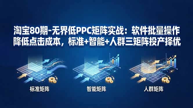 淘宝80期-无界低PPC矩阵实战：软件批量操作降低点击成本，标准+智能+人群三矩阵投产择优-科技美南博客
