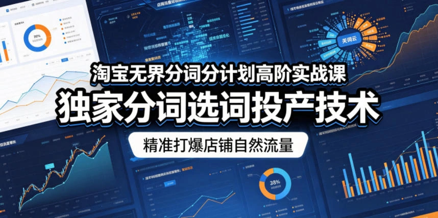 淘宝无界分词分计划高阶实战课，独家分词选词投产技术，精准打爆店铺自然流量-科技美南博客