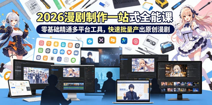 2026 AI漫剧制作一站式全能课，零基础精通多平台工具，快速批量产出原创漫剧-科技美南博客