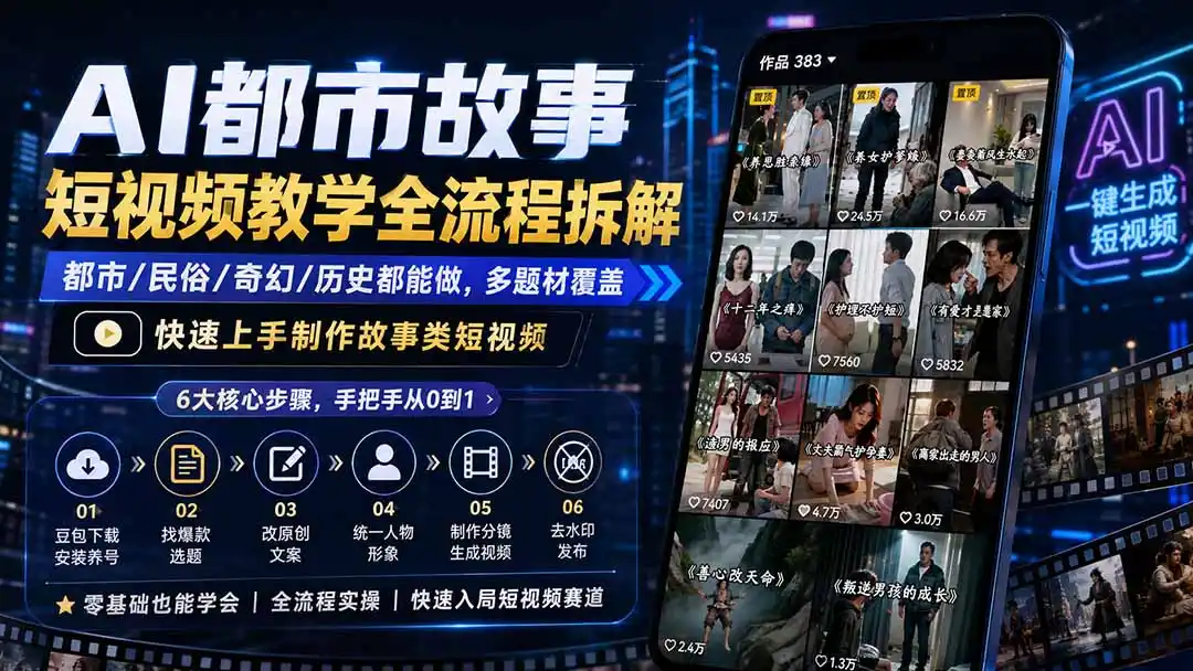 AI都市故事短视频教学全流程拆解；都市/民俗/奇幻/历史都能做多题材覆盖，快速上手制作故事类短视频-科技美南博客