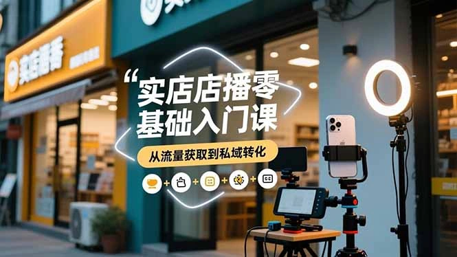 实体店播零基础入门课，实体店+短视频+直播+微信生态+私域社群，从流量获取到私域转化-科技美南博客