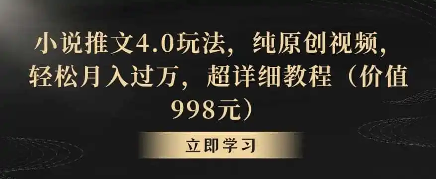 小说推文4.0玩法，纯原创视频，轻松月入过万，超详细教程（价值998元）【揭秘】-科技美南博客