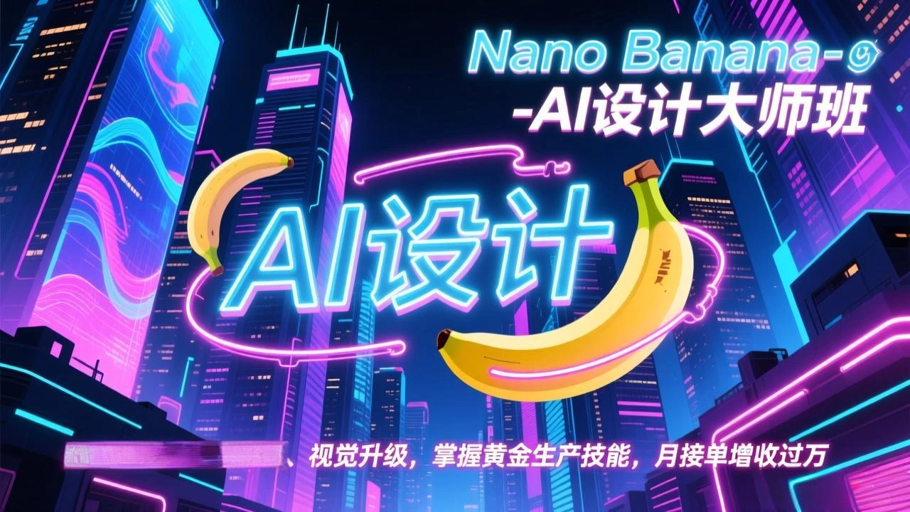 Nano Banana-AI设计大师班，修图合成、广告创作、视觉升级，掌握黄金生产技能，月接单增收过万-科技美南博客