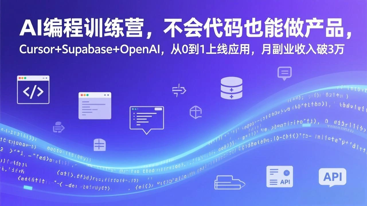 AI编程训练营，不会代码也能做产品，Cursor+Supabase+OpenAI，从0到1上线应用，月副业收入破3万-科技美南博客
