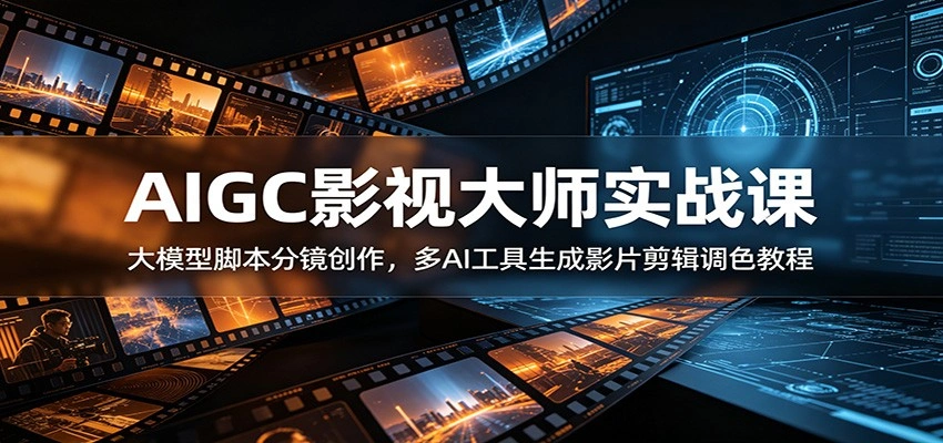 AIGC影视大师实战课：大模型脚本分镜创作，多AI工具生成影片剪辑调色教程-科技美南博客