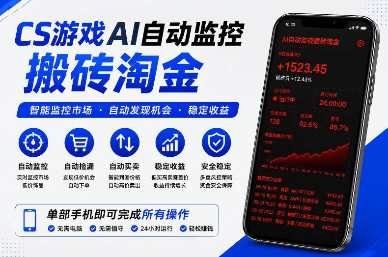 CS游戏AI自动监控搬砖淘金，稳定运行多年，支持任何形式验证，日入300+【揭秘】-科技美南博客