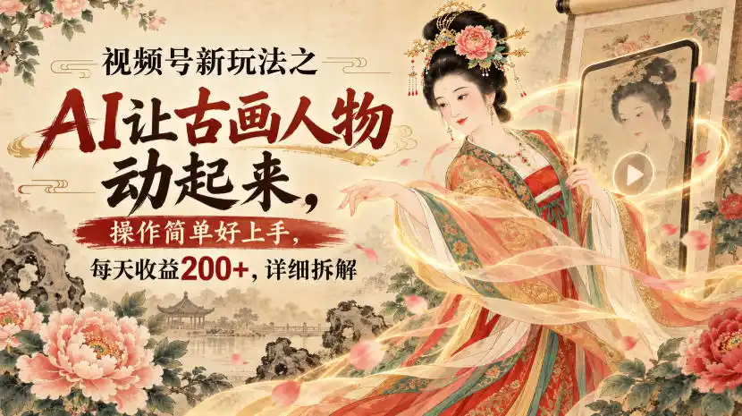 视频号新玩法之AI让古画人物动起来，操作简单好上手，每天收益200+，详细拆解-科技美南博客