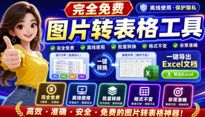 图片表格识别提取工具，支持一键从图片中智能提取表格并导出Excel文件，可离线免网运行，FastTableOCR-科技美南博客