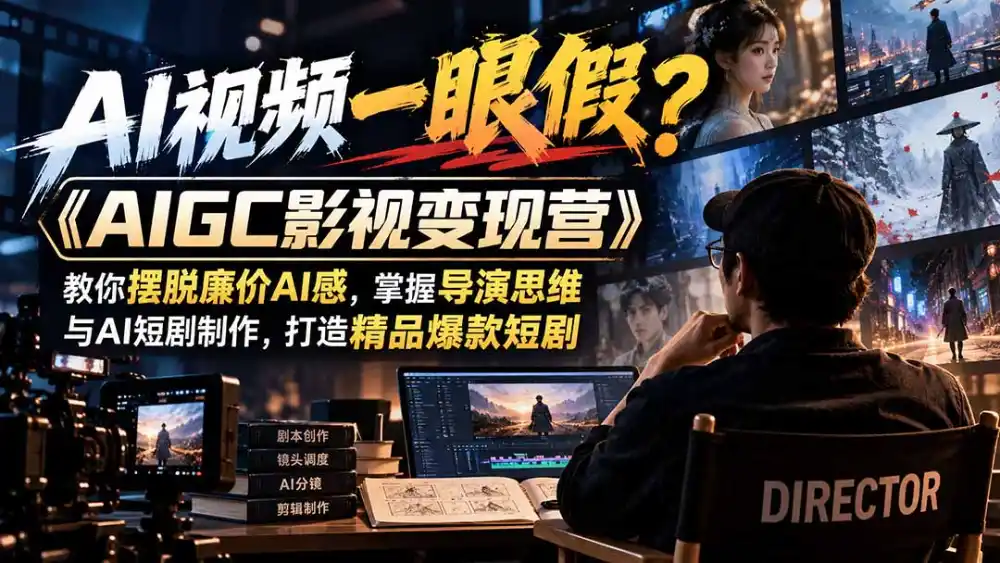【无水印】AI视频一眼假？《AIGC影视变现营》教你摆脱廉价AI感，掌握导演思维与AI短剧制作，打造精品爆款短剧-科技美南博客