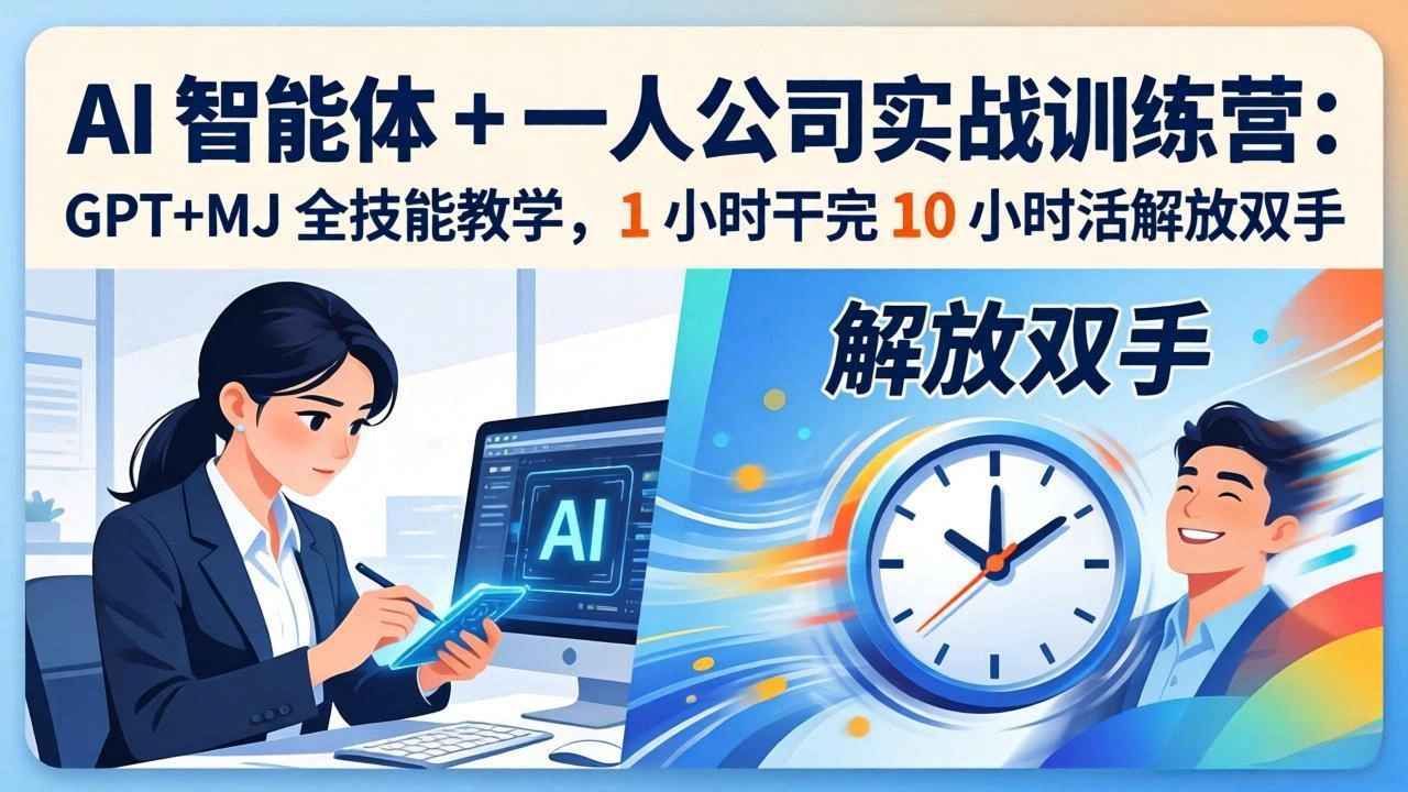 AI 智能体 + 一人公司实战训练营:GPT+MJ 全技能教学,1 小时干完 10 小时活解放双手-科技美南博客
