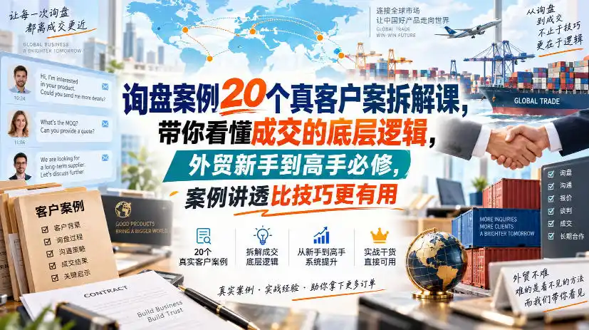 询盘案例20个真客户案拆解课，带你看懂成交的底层逻辑，外贸新手到高手必修，案例讲透比技巧更有用-科技美南博客