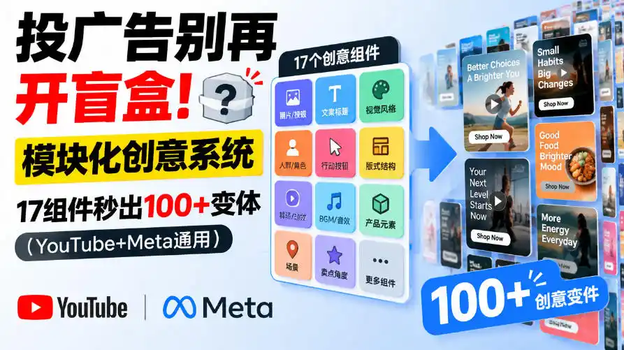 投广告别再开盲盒！模块化创意系统，17组件秒出100+变体(YouTube+Meta通用)【原创双语字幕】-科技美南博客