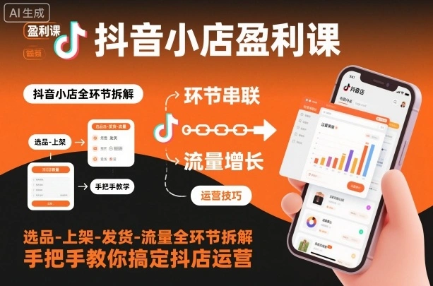 抖音小店盈利课-选品-上架-发货-流量全环节拆解，手把手教你搞定抖店运营-科技美南博客
