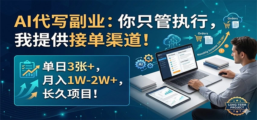 AI代写副业：你只管执行，我提供接单渠道！单日3张+，月入1W-2W+，长久项目-科技美南博客