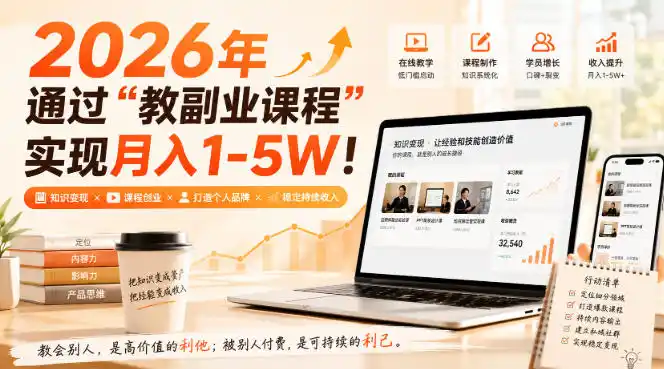 2026年通过“教副业课程”实现月入1-5W!毫无保留的全部教给你,长期稳定【揭秘】-科技美南博客