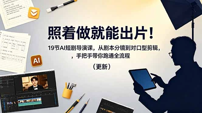 照着做就能出片！19节AI短剧导演课，从剧本分镜到对口型剪辑，手把手带你跑通全流程(更新-科技美南博客
