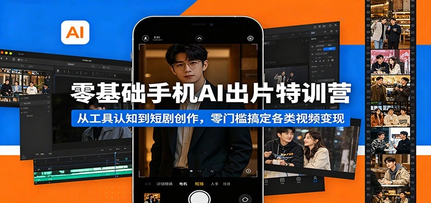 零基础手机AI出片特训营：从工具认知到短剧创作，零门槛搞定各类视频变现-科技美南博客