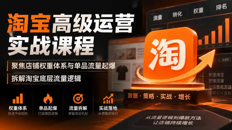 淘宝高级运营实战课程，聚焦店铺权重体系与单品流量起爆，拆解淘宝底层流量逻辑-科技美南博客