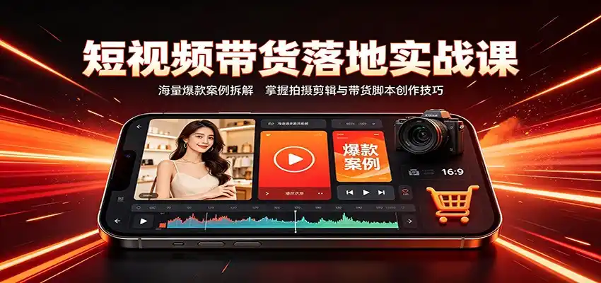 短视频带货落地实战课：海量爆款案例拆解，掌握拍摄剪辑与带货脚本创作技巧-科技美南博客
