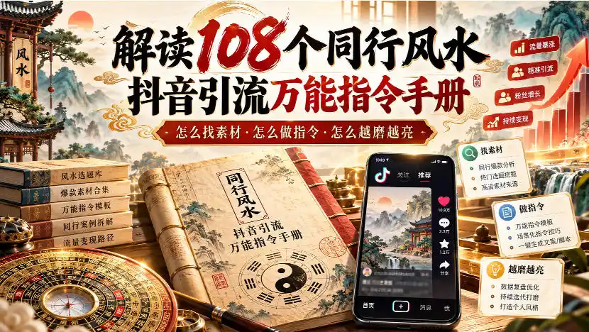 解读108个同行风水抖音引流万能指令手册，怎么找素材·怎么做指令·怎么越磨越亮【文档】-科技美南博客