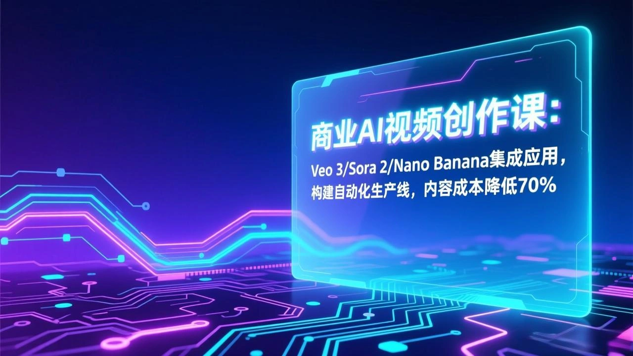商业AI视频创作课：Veo 3/Sora 2/Nano Banana集成应用，构建自动化生产线，内容成本降低70%-科技美南博客